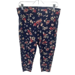 Torrid Womens Floral Leggings Pedal Pusher Floral Crop Navy Blue Red 2 / 2X